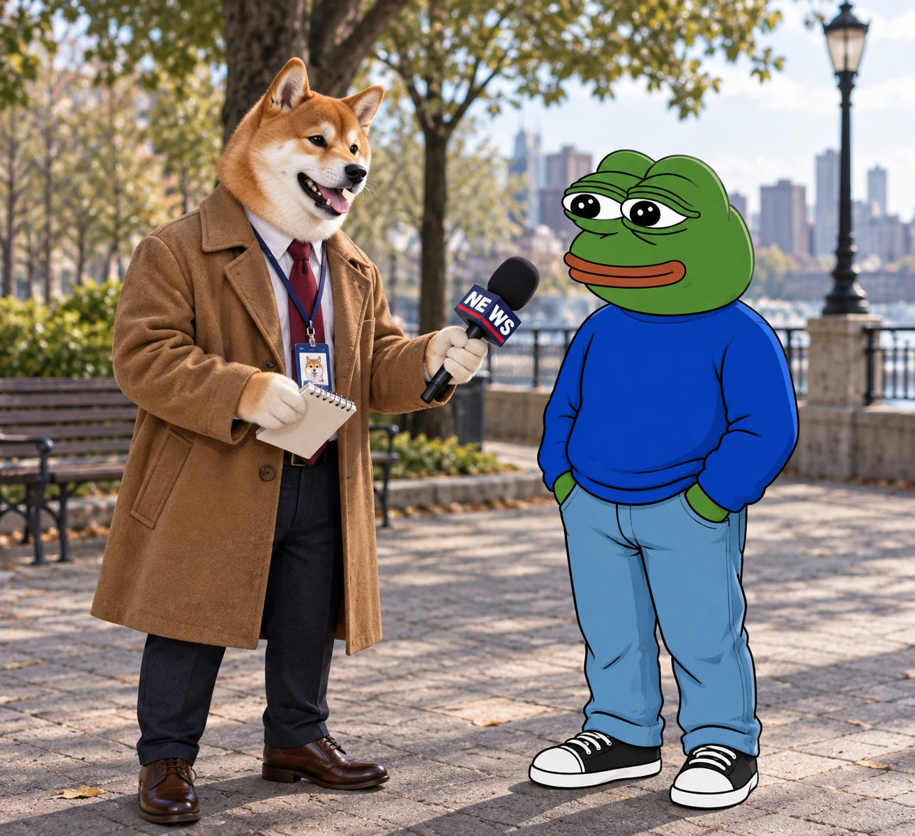 Reportinu interviewing Pepe in the park